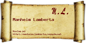 Manheim Lamberta névjegykártya